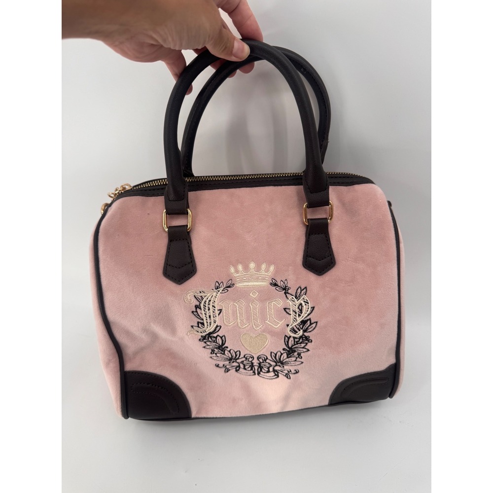 Juicy Couture Satchelโ Women OS Pink Velour Embroidered Y2K Inspired Handbag